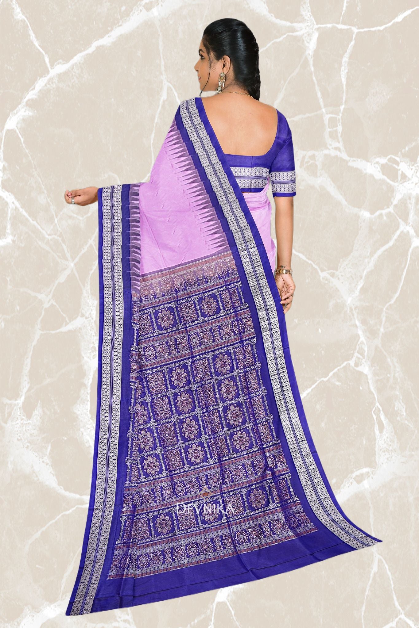 Deep Lavender Bomkai Butti Silk Saree | Odisha Handloom GI Tagged | Devnika