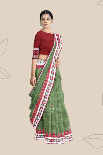 Emerald Green Border Pasapalli Saree