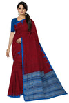 Deep Maroon Big Temple Border Sambalpuri  Saree | Odisha Handloom GI Tagged | Devnika