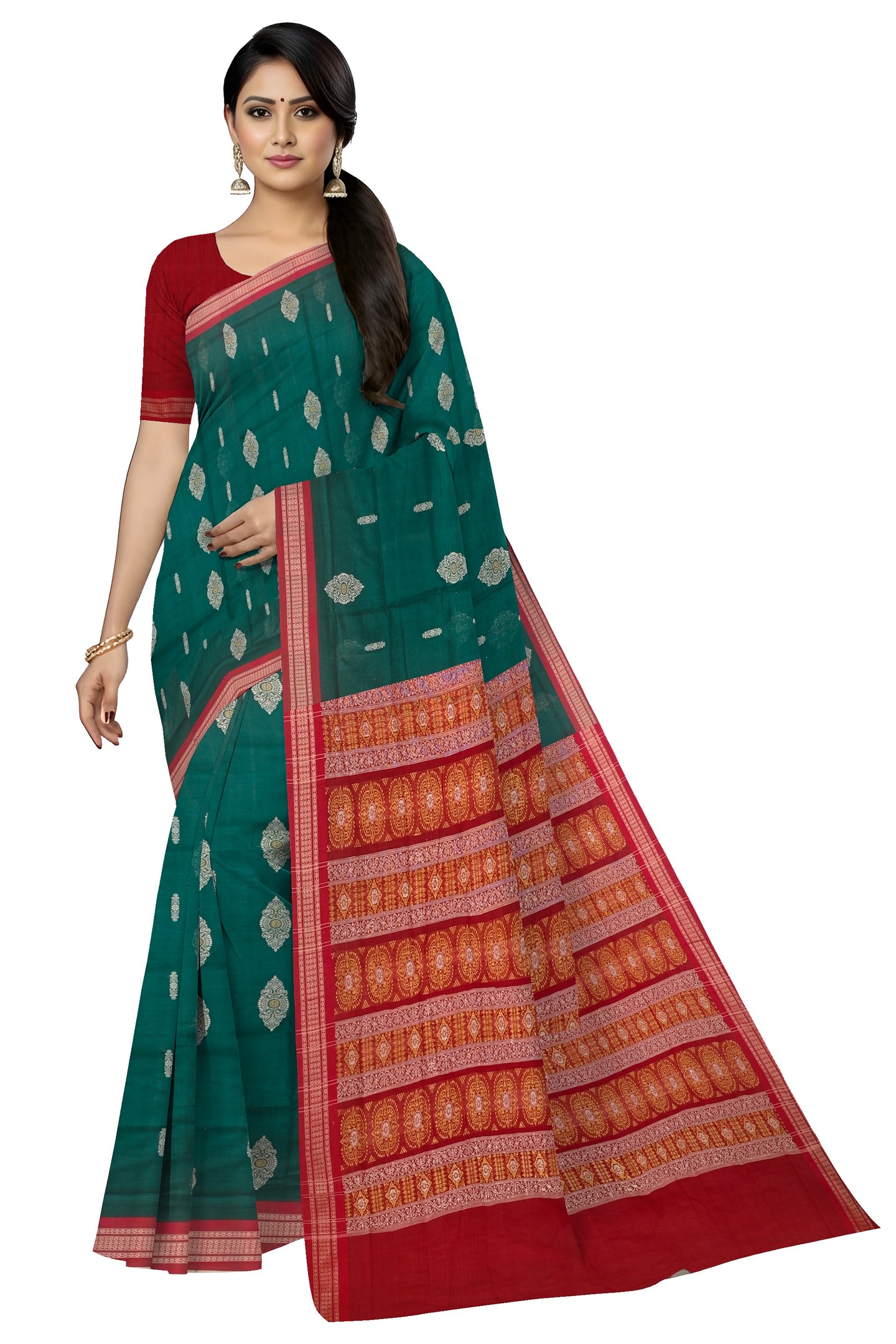 Green Bomkai Sambalapuri Saree