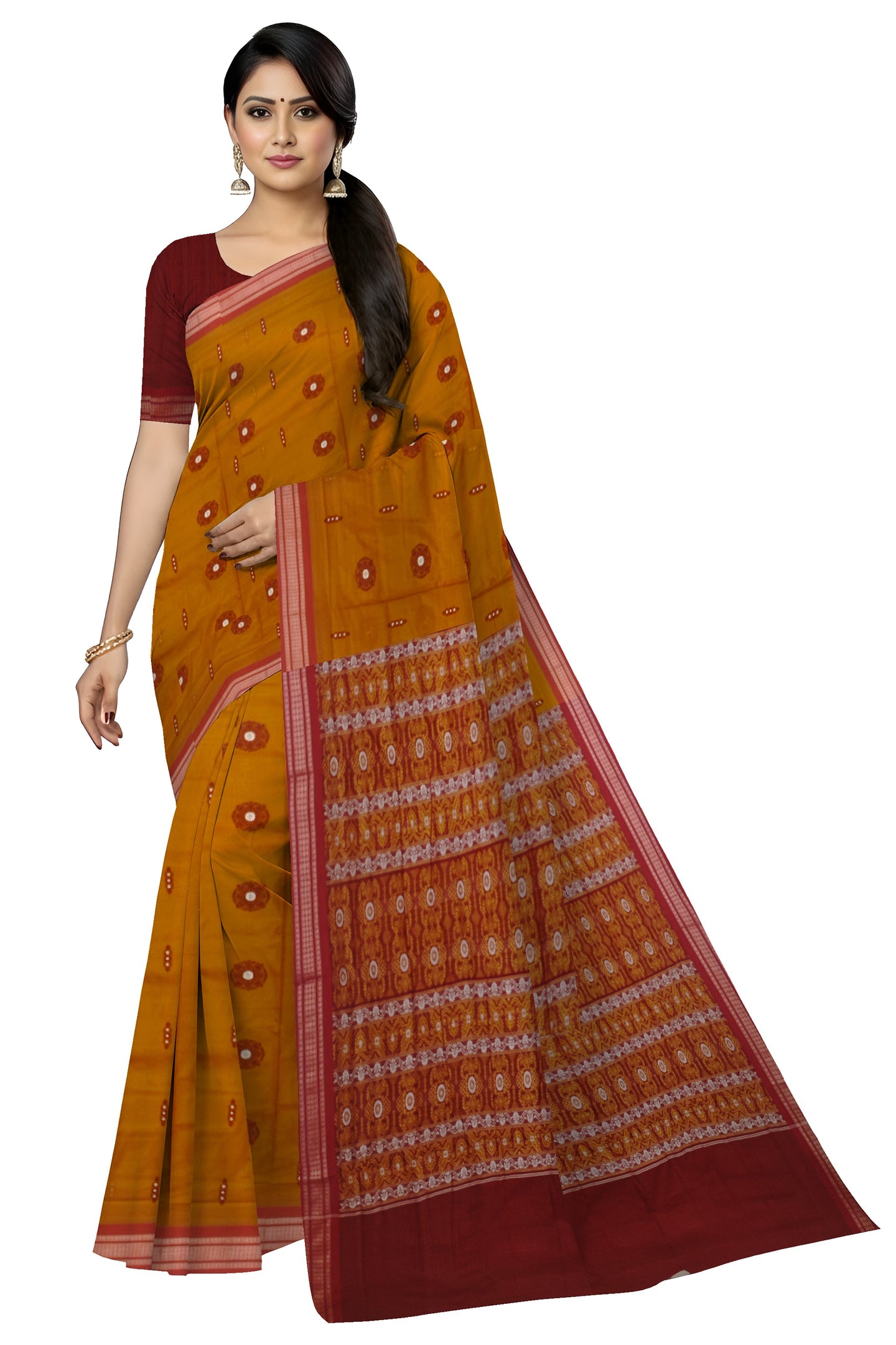 Deep Brown Bomkai Sambalapuri Saree