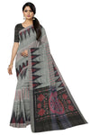 Grey Black Maroon Mania Bandha Traditional Katiki Saree | Odisha Handloom GI Tagged | Devnika