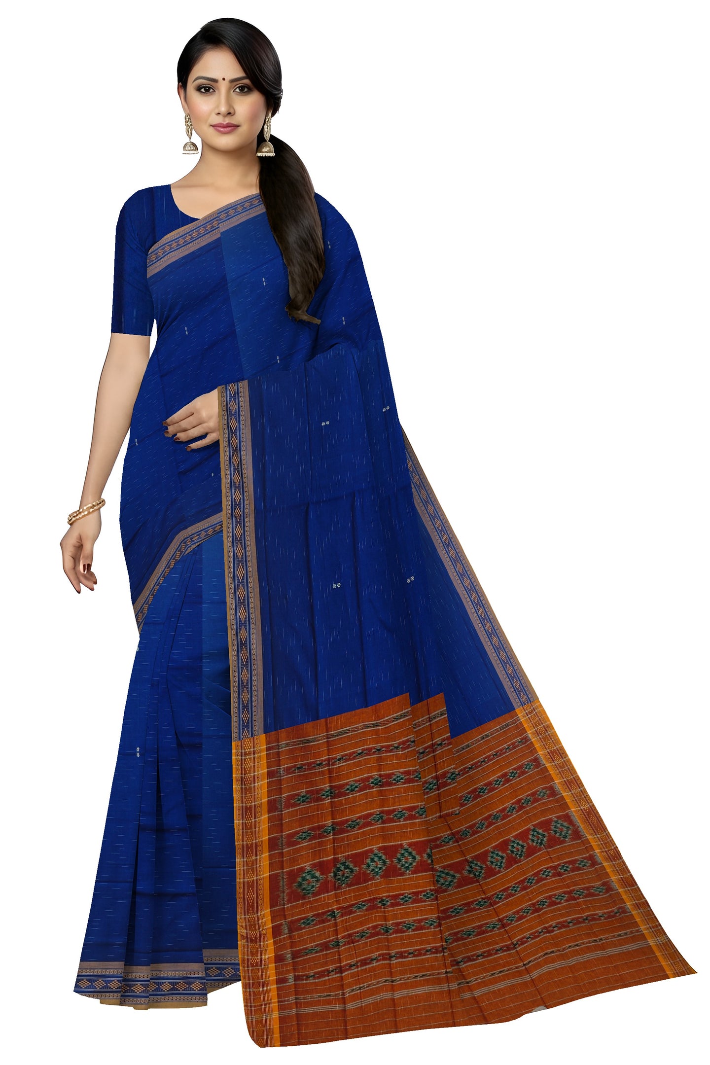 Navy Blue Bomkai Border Pasapalli Saree | Odisha Handloom GI Tagged | Devnika