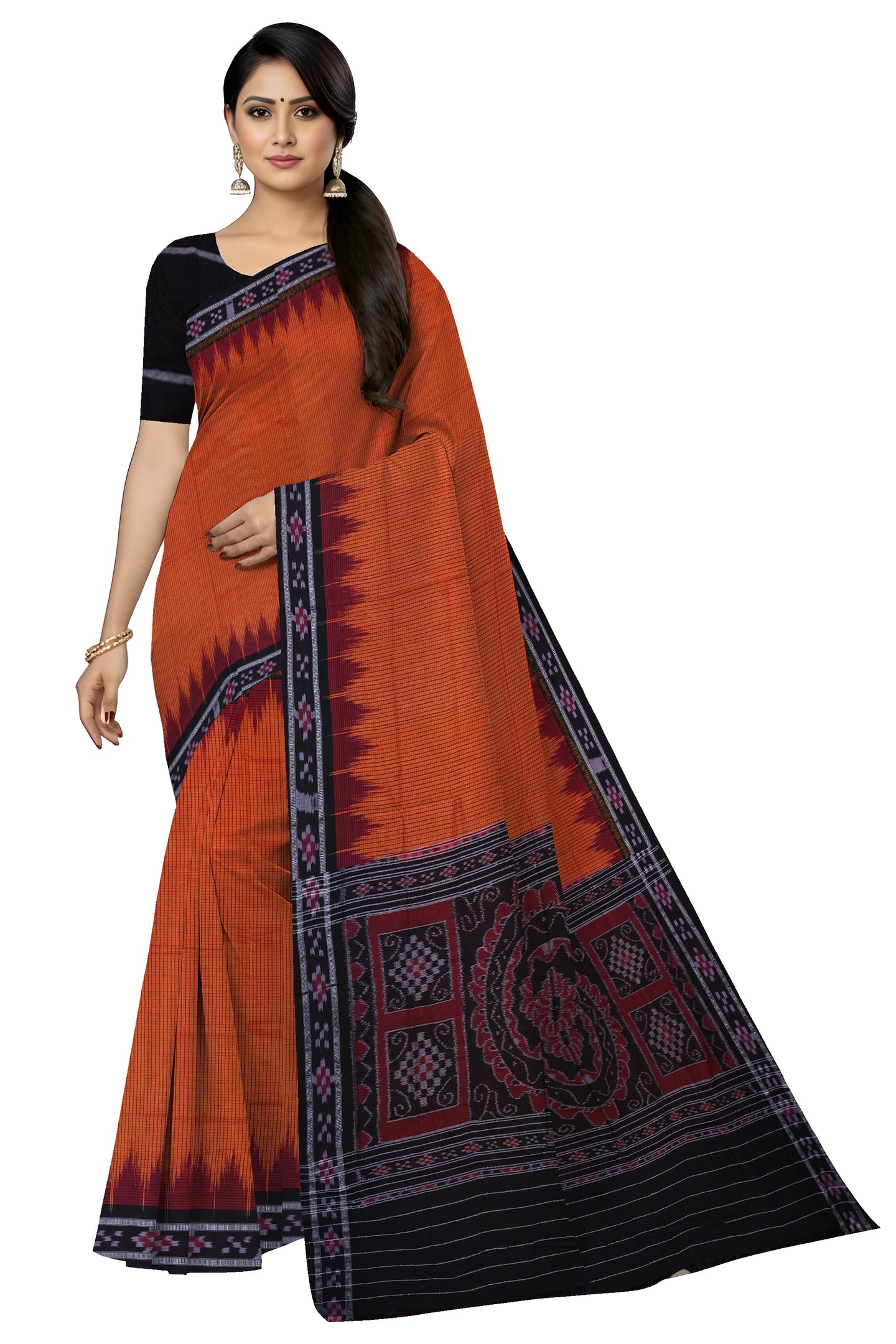 Golden Orange Mania Bandha Border Pasapalli Saree