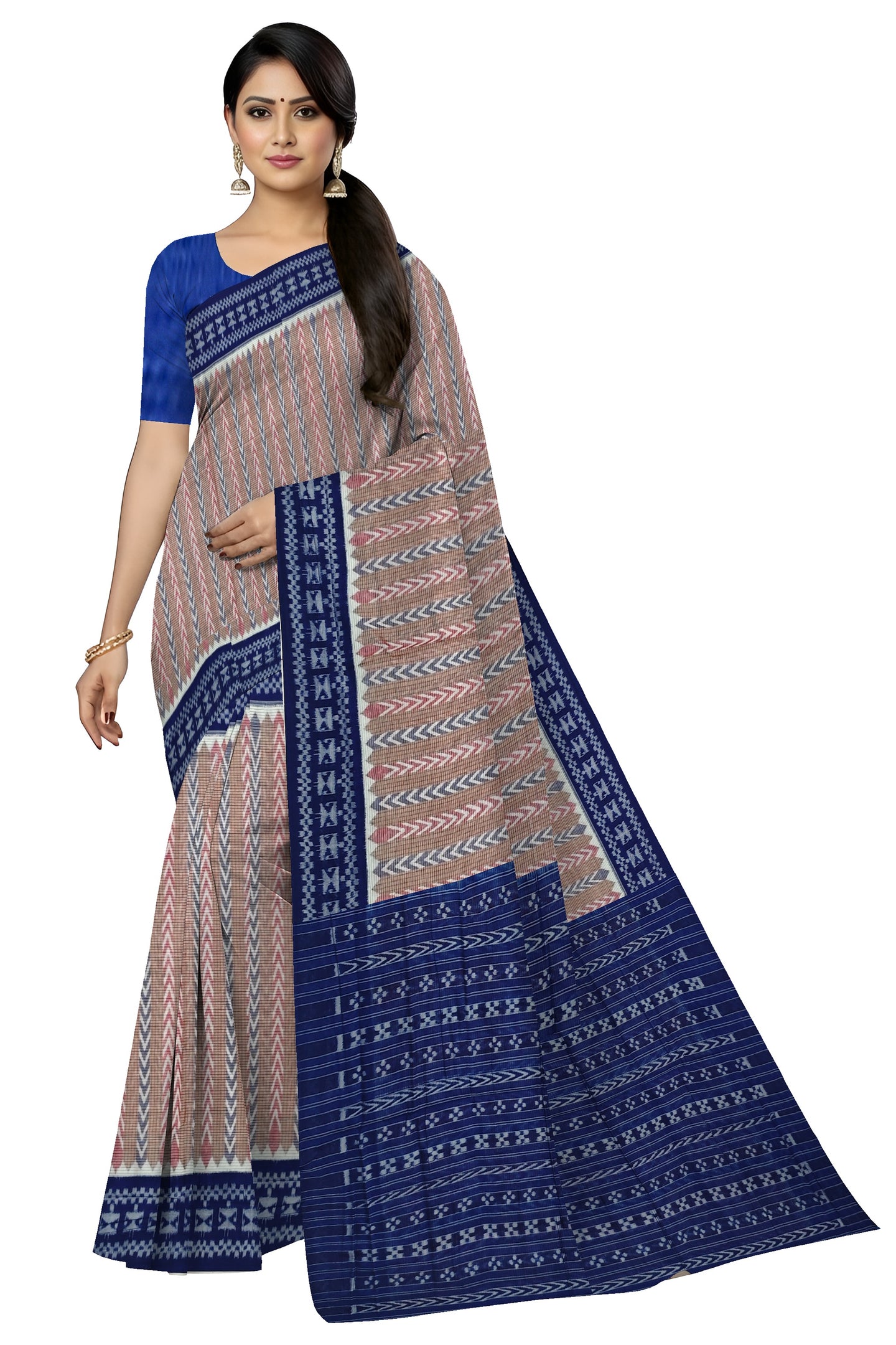 Brown Red Dhanpatri Bandha Saree