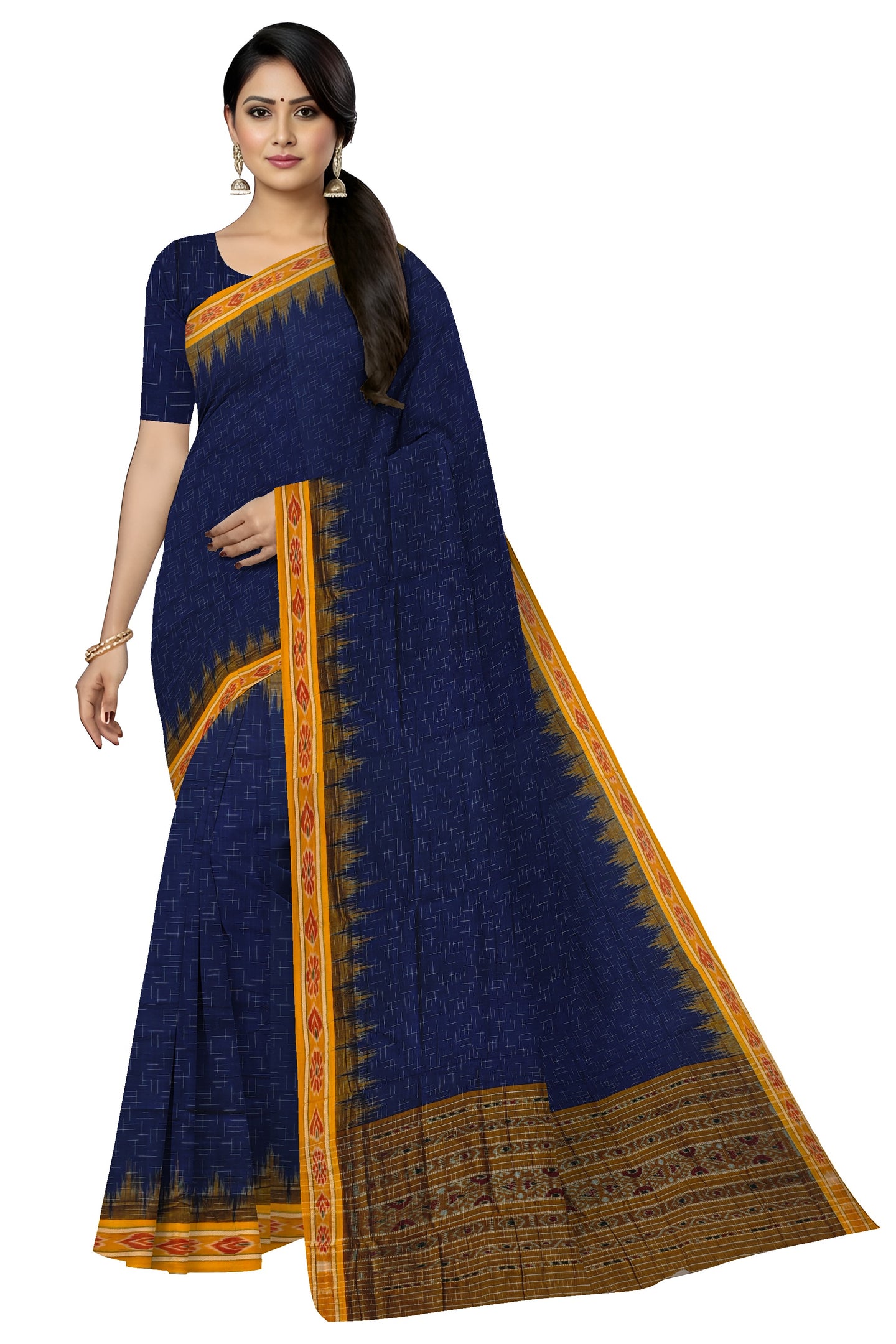 Deep Blue Mania Bandha Traditional Katiki Saree | Odisha Handloom GI Tagged | Devnika