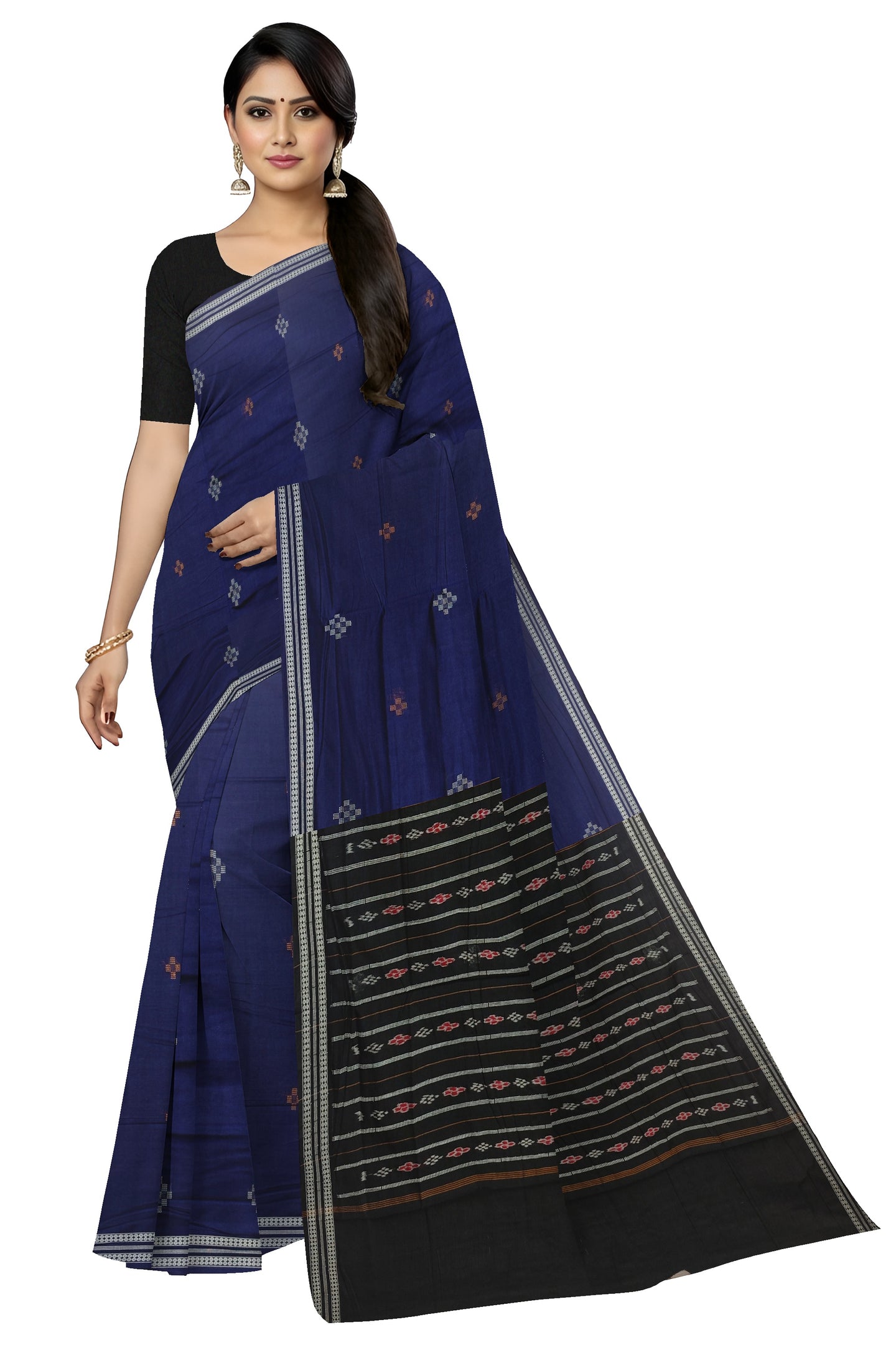 Deep Blue Bomkai Butti Saree