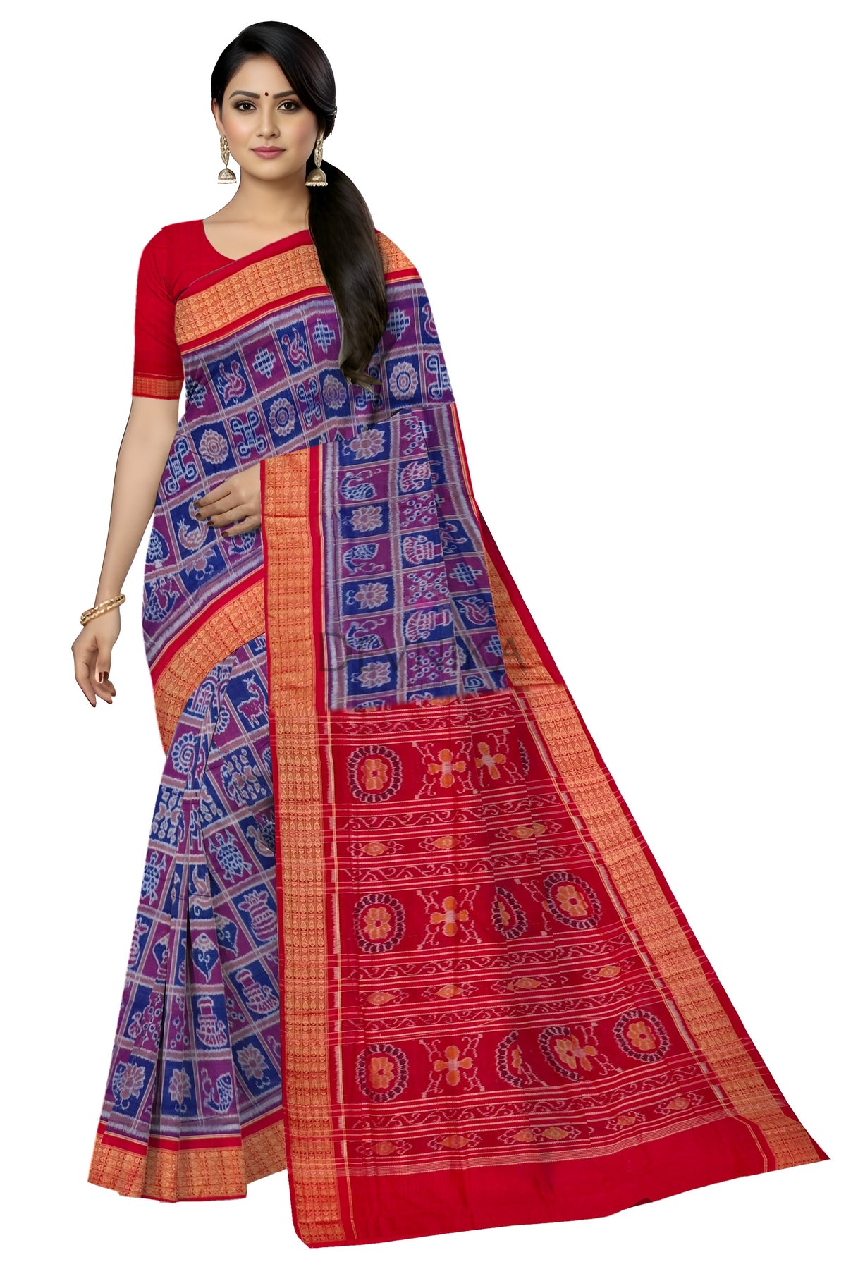 Blue Magenta Naba Kothi Saree | Odisha Handloom GI Tagged | Devnika