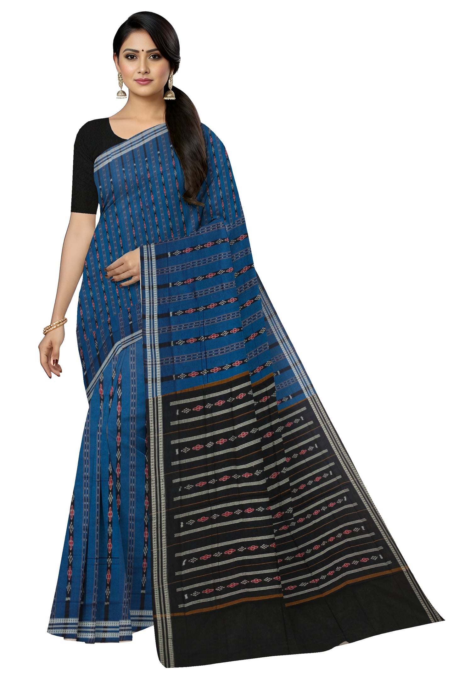 Blue Line Bandha Saree | Odisha Handloom GI Tagged | Devnika
