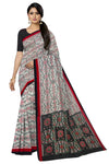 White And Red Mania Bandha Traditional Katiki Saree | Odisha Handloom GI Tagged | Devnika