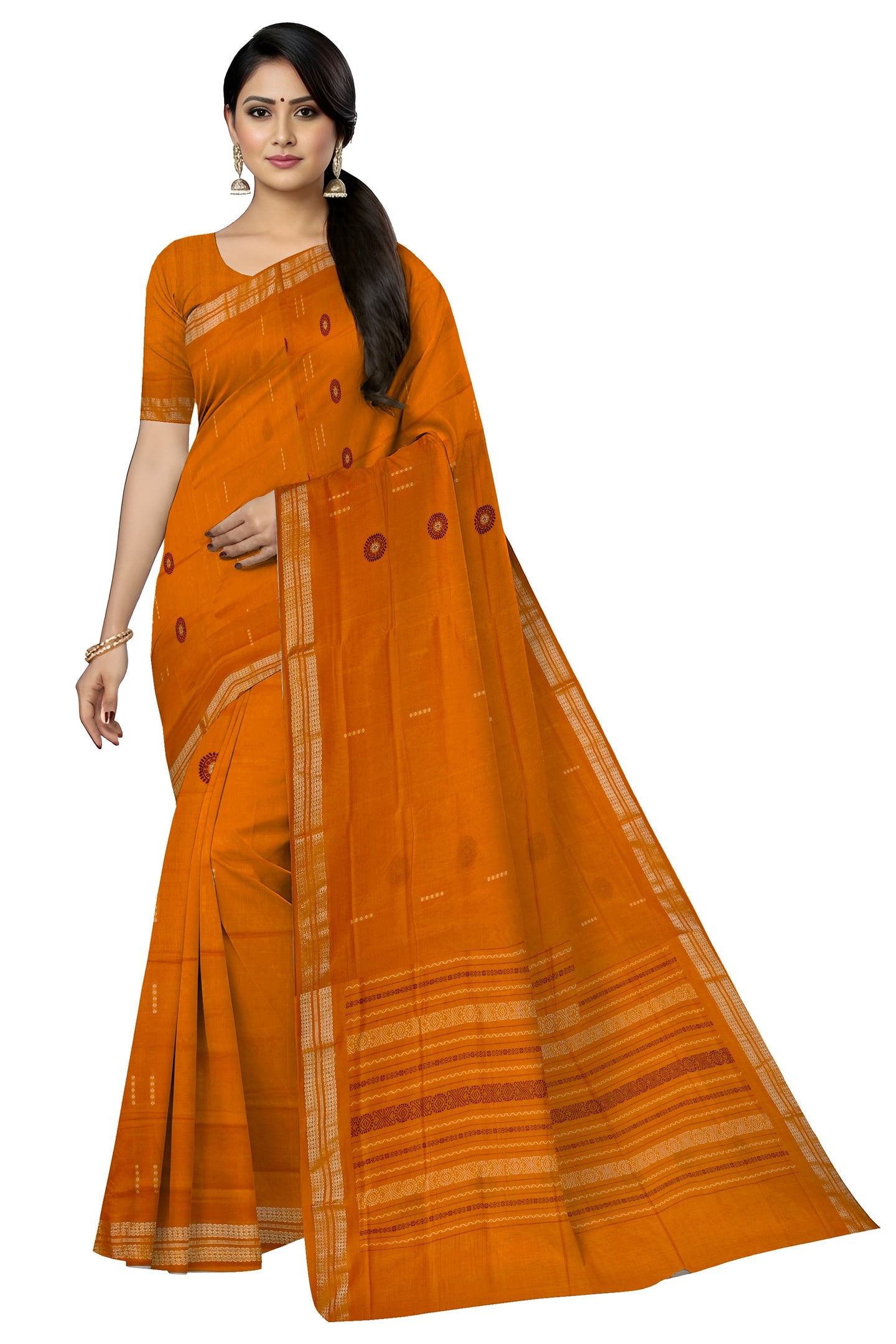 Golden Yellow Bomkai Butti Sambalapuri Saree | Odisha Handloom GI Tagged | Devnika