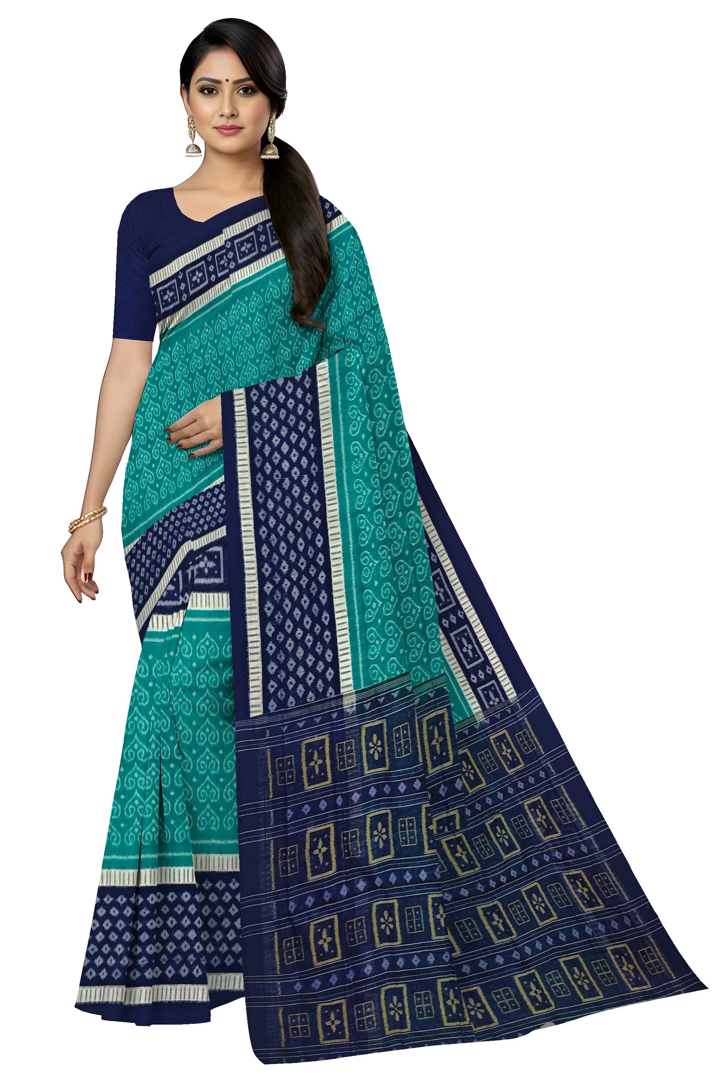 Teal Green Body Bandha Saree