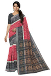 Maroon And White Mania Bandha Traditional Katiki Saree | Odisha Handloom GI Tagged | Devnika