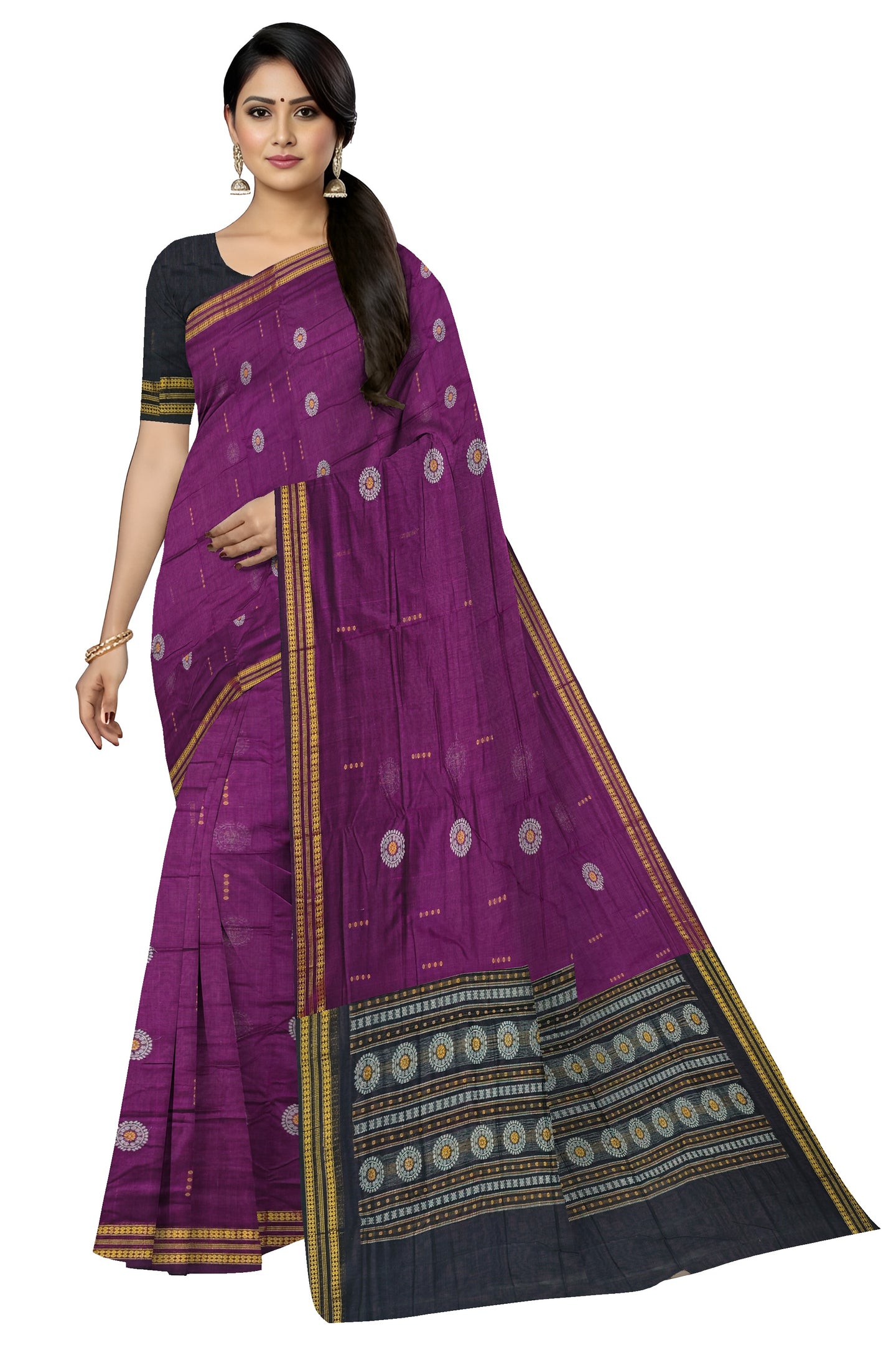 Purple Bomkai Butti Sambalapuri Saree | Odisha Handloom GI Tagged | Devnika