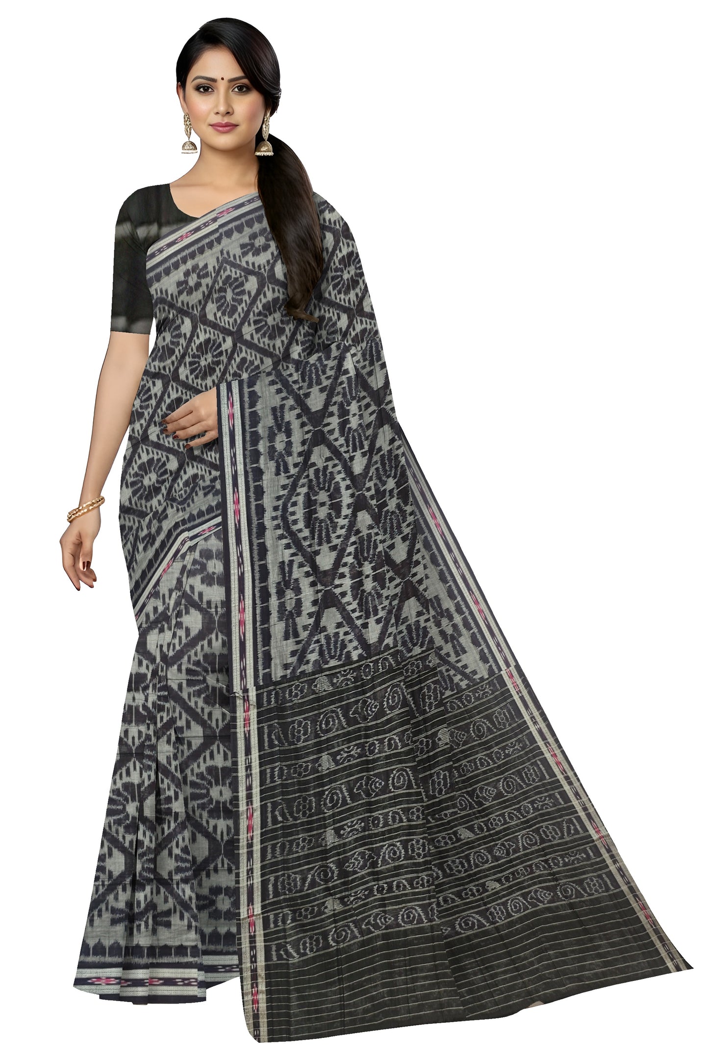 Black Mania Bandha Traditional Katiki Saree | Odisha Handloom GI Tagged | Devnika