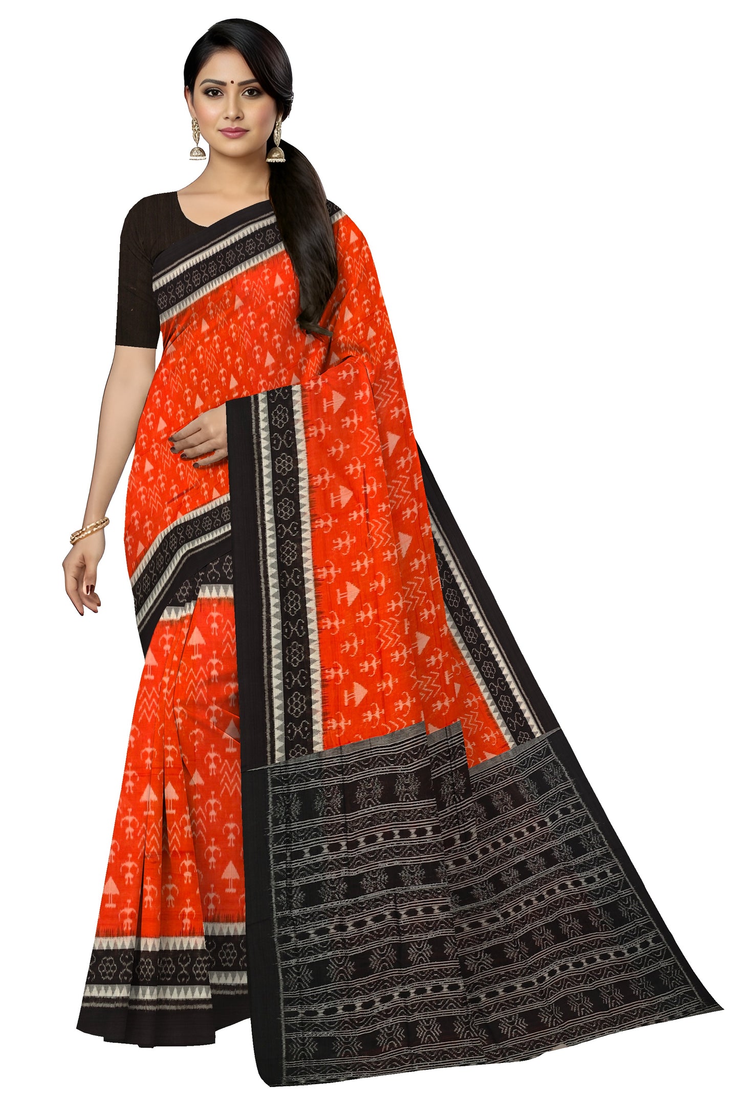 Orange Teracota Bandha Saree