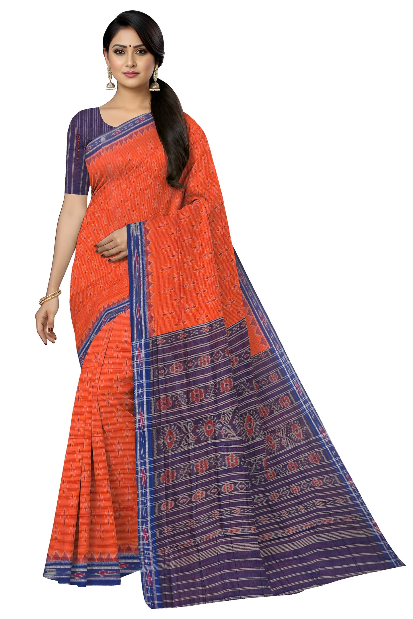 Orange Mania Bandha Traditional Katiki Saree | Odisha Handloom GI Tagged | Devnika