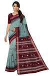 Light Green Temple Boarder Cotton Bapta Saree | Odisha Handloom GI Tagged | Devnika