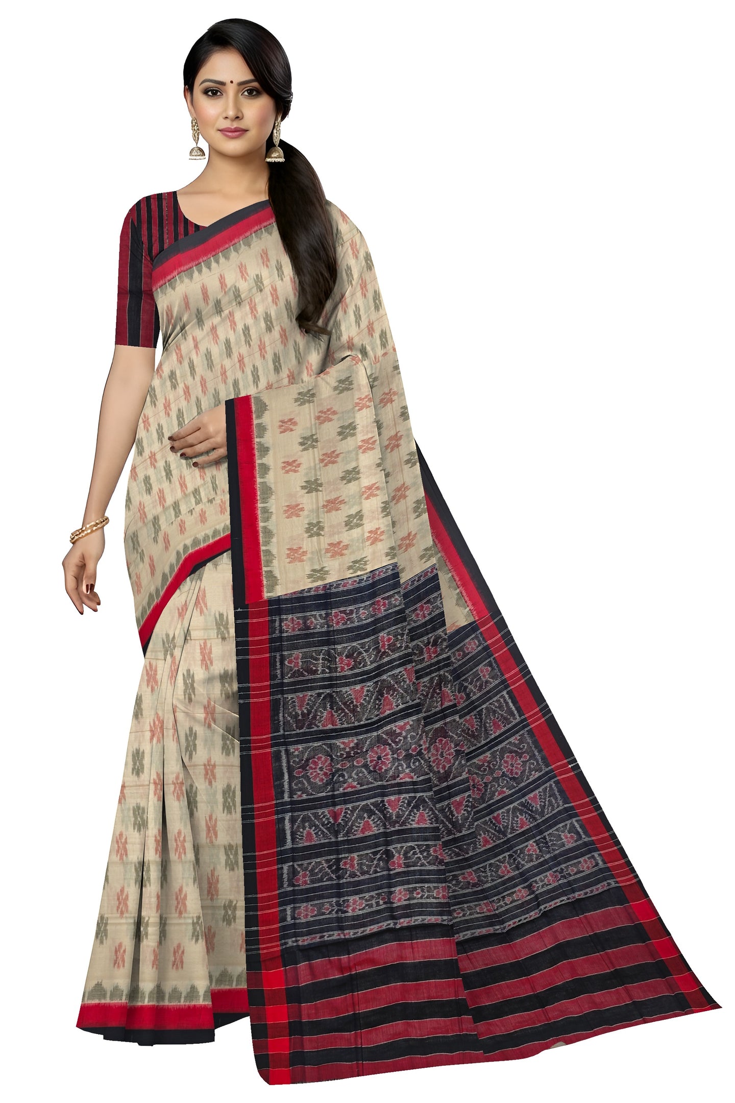 Chandan Mania Bandha Traditional Katiki Saree | Odisha Handloom GI Tagged | Devnika