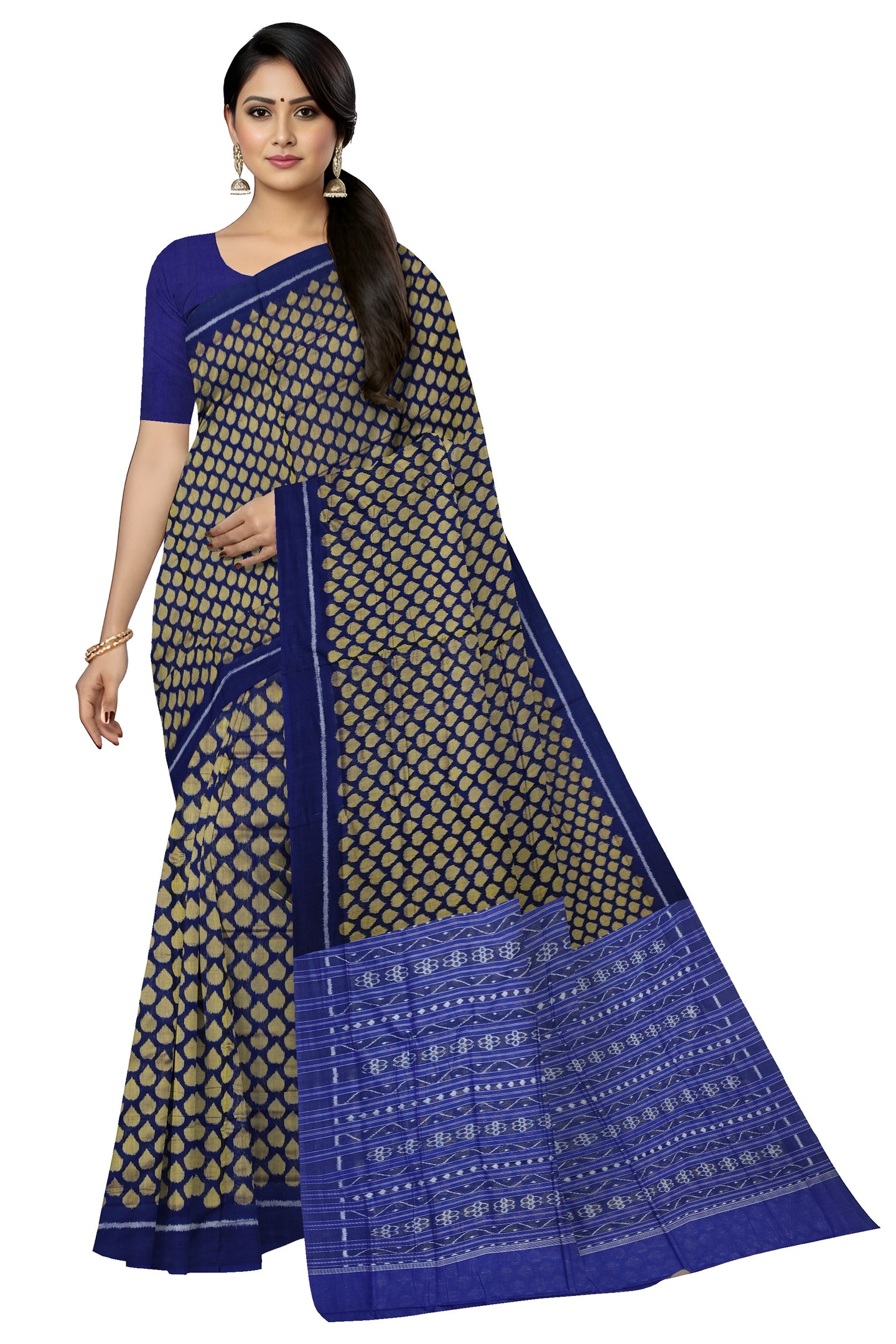 Blue Golden Tikili Bandha Saree
