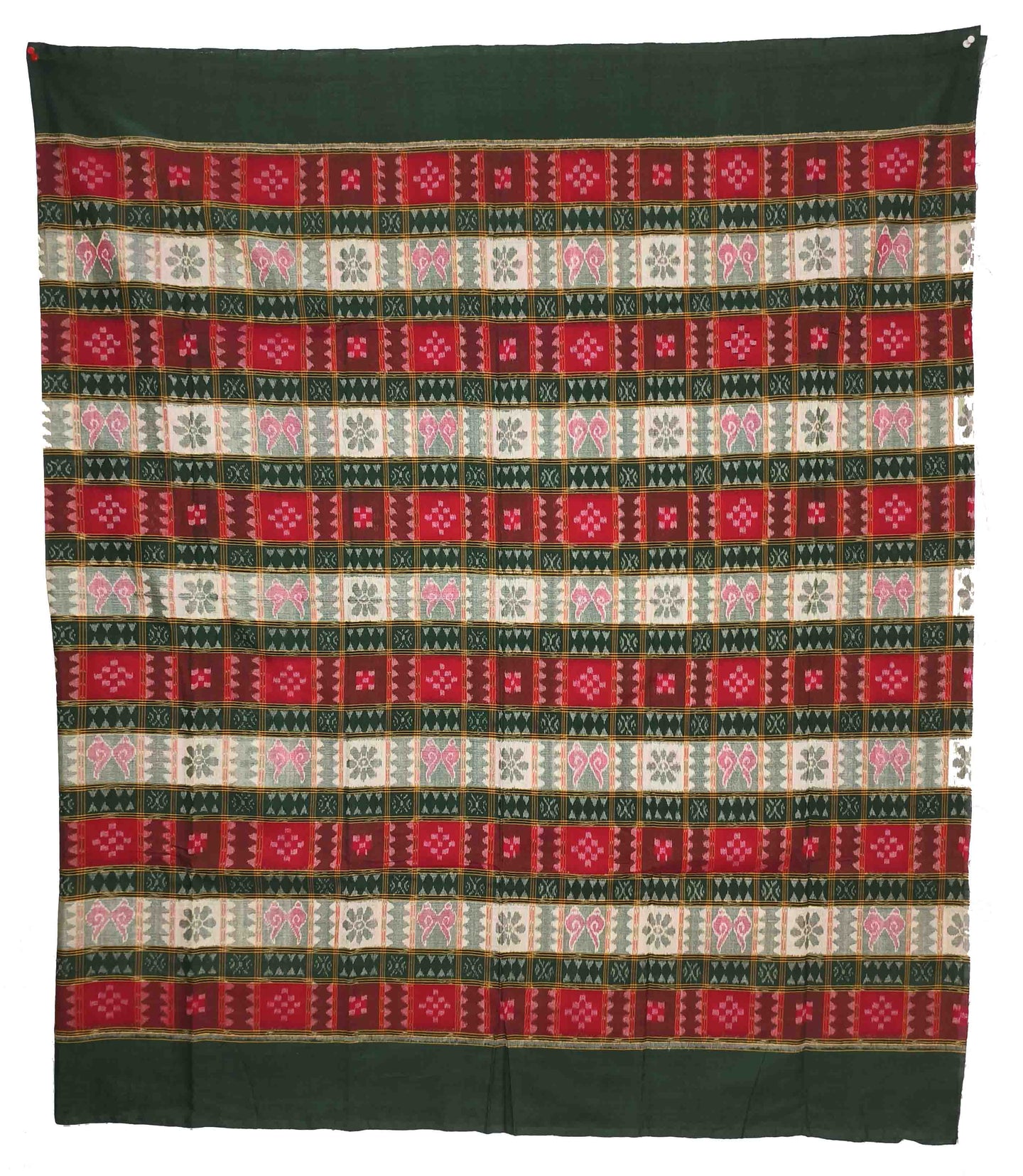 Olive Green,Red & White Bandha Pasapalli Shirt/TopPiece