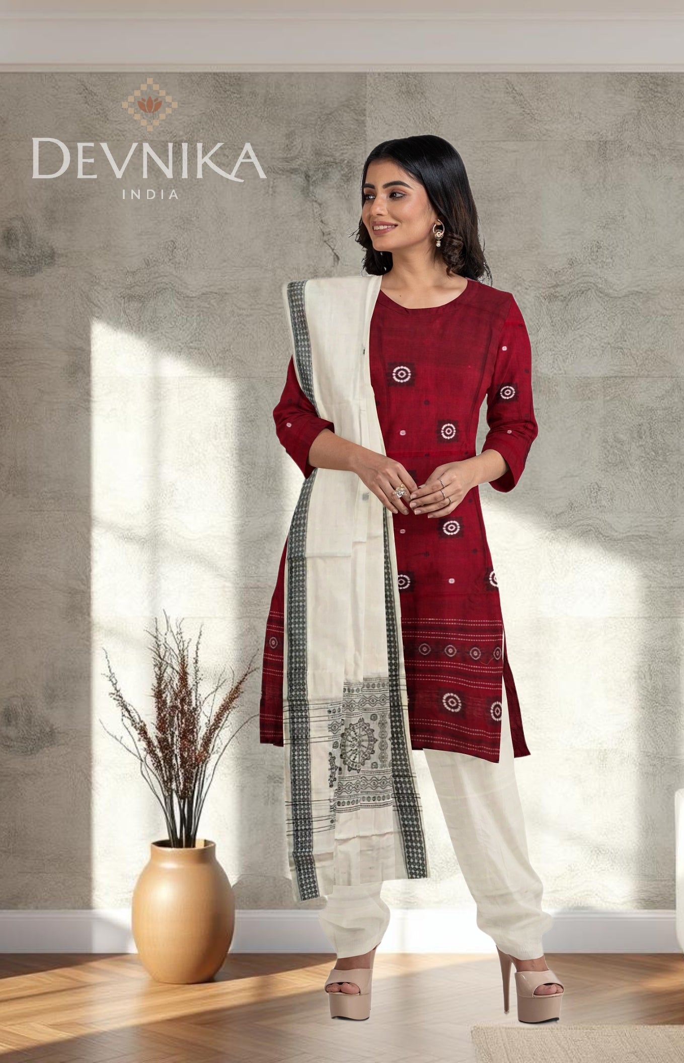Maroon Bomkai Dress Set