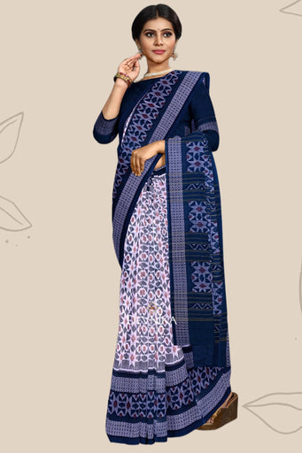 White Big Border Bandha Saree