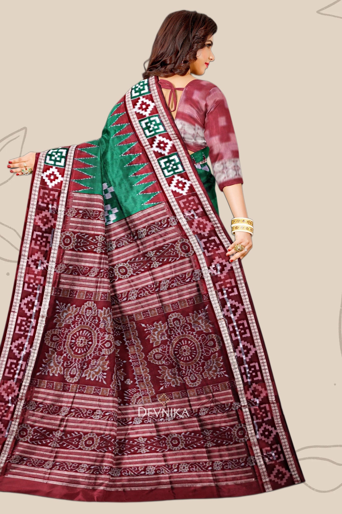 Green Border Pasapalli Saree | Odisha Handloom | Devnika