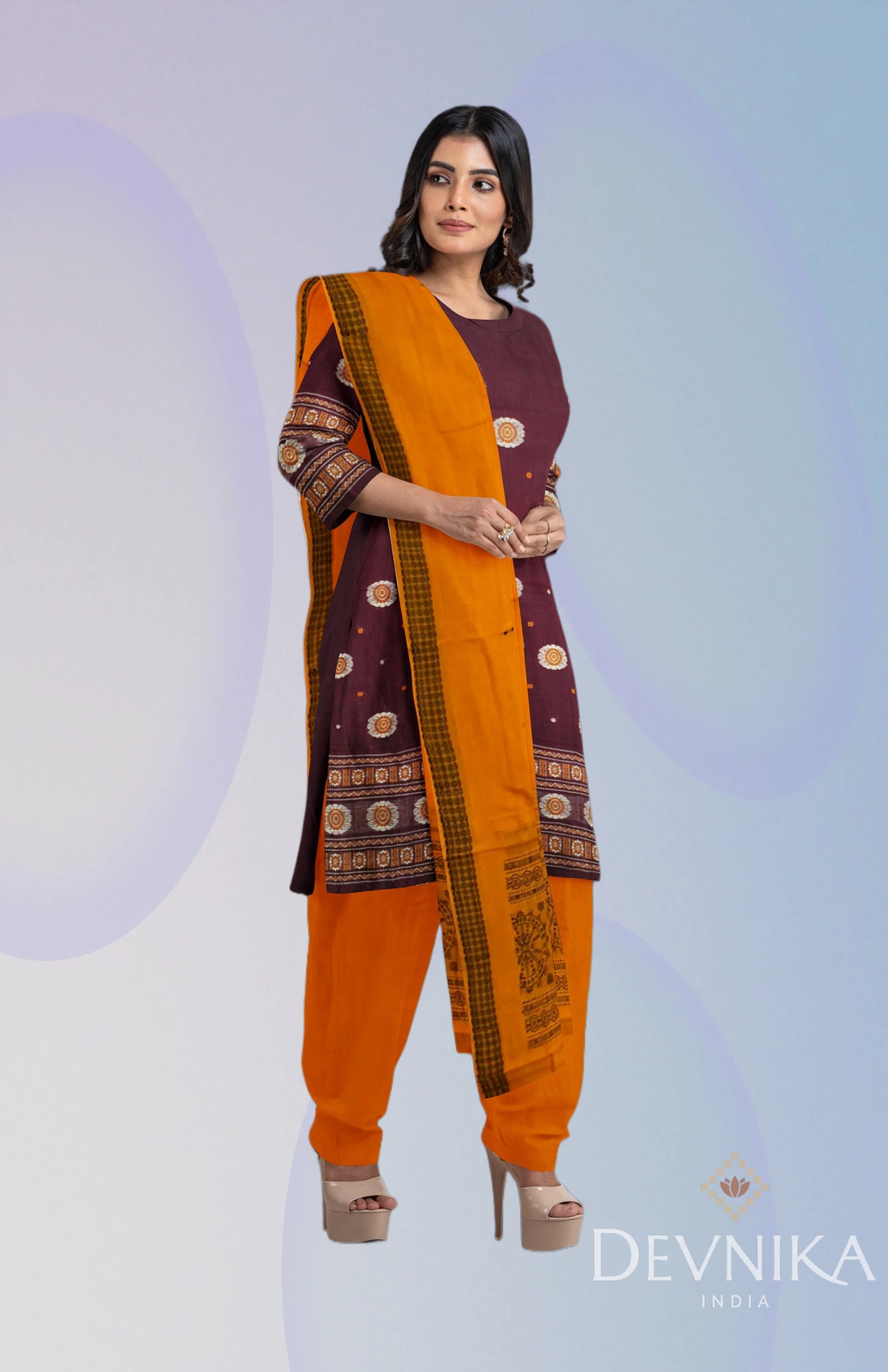 Deep Maroon Bomkai Dress Set