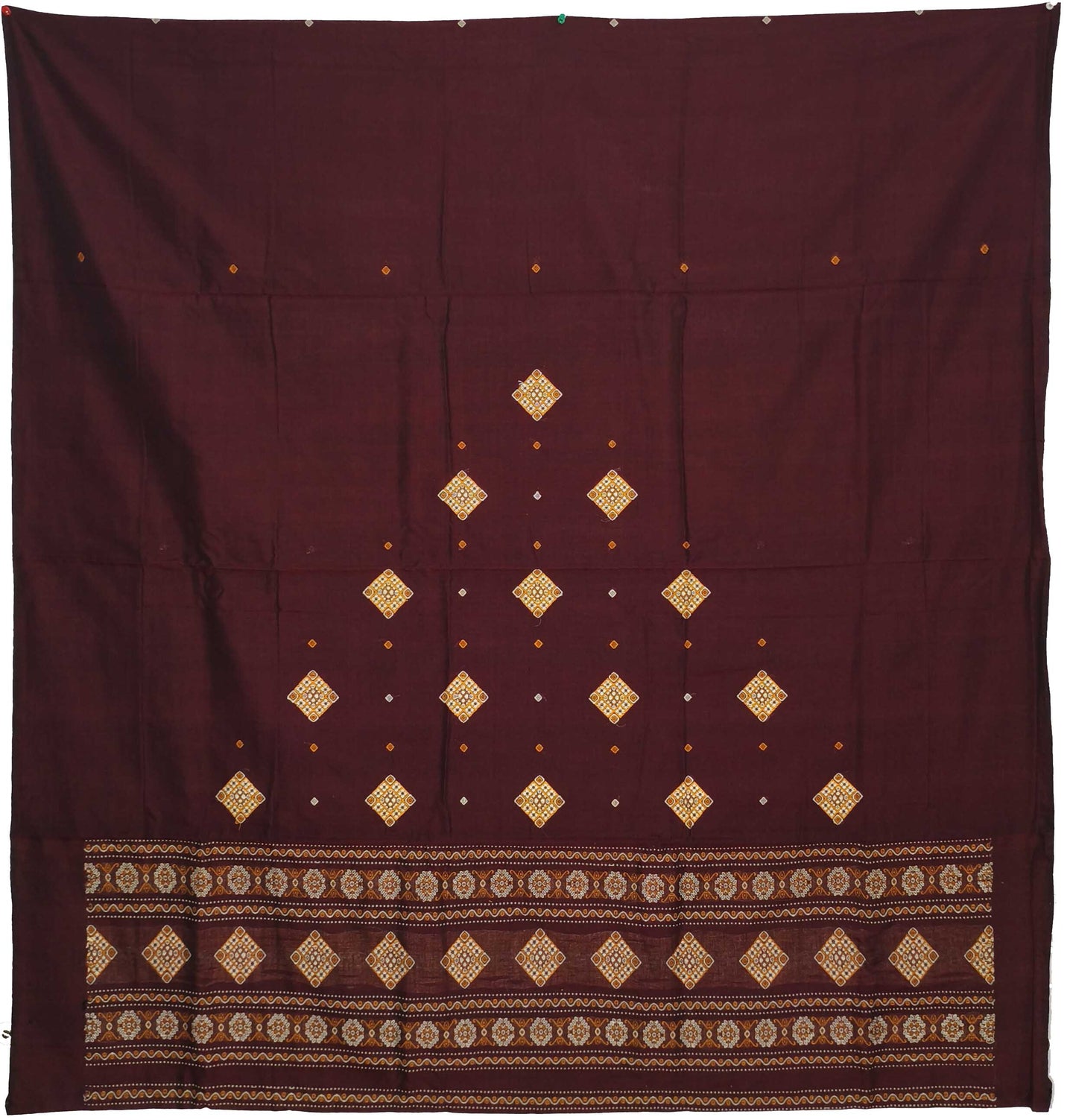 Deep Maroon With Yellow Color Pant & Chunri Bomkai Dress Set