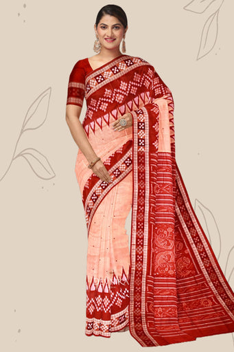 Happy Orange Border Pasapalli Buti Bomkai Saree