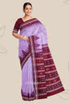 Light Purple Temple Border Cotton Bapta Saree