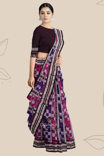 Magenta Violet Bandha Bomkai Saree