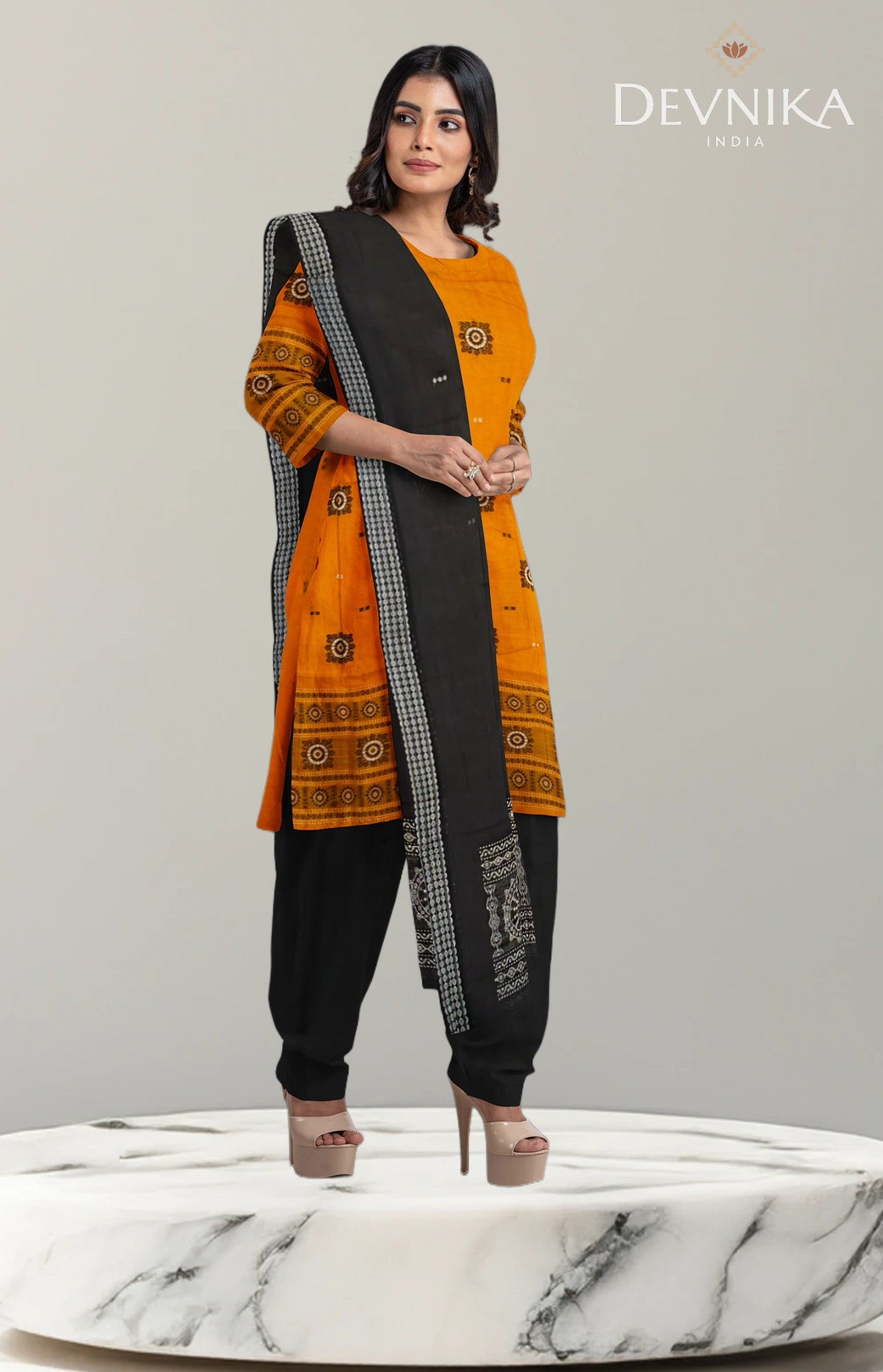 Golden Yellow Bomkai Dress Set