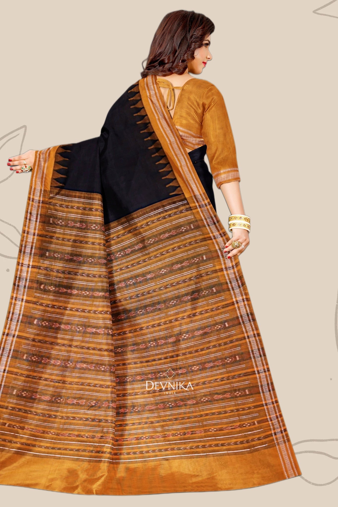 Black Bapta Saree | Odisha Handloom GI Tagged | Devnika