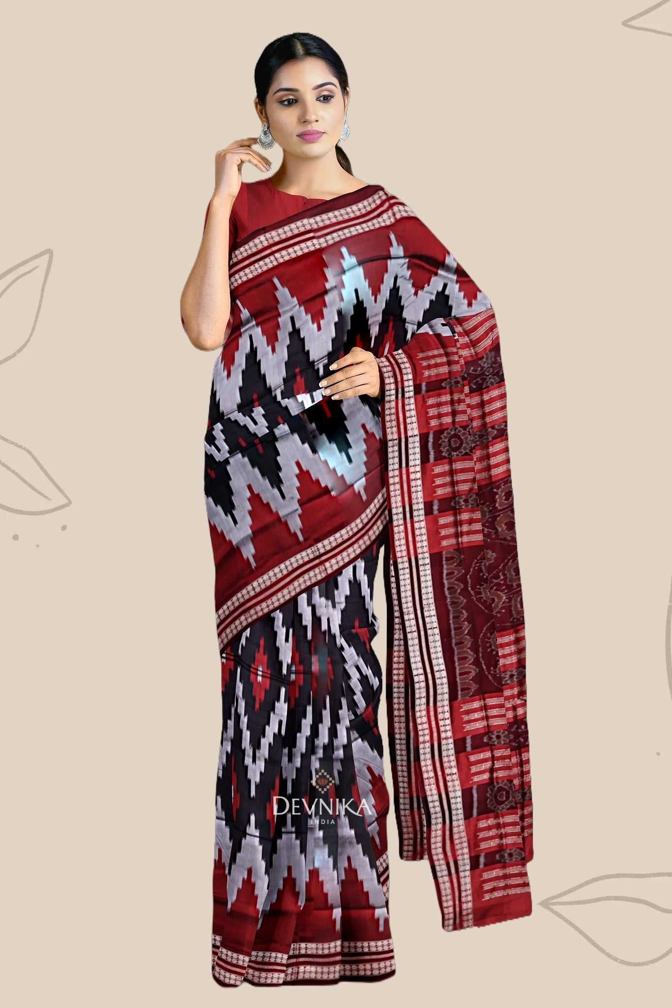 Black Red and Silver Bandha Pasapalli Saree