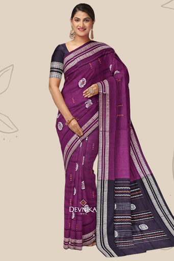 Purple Bomkai Saree