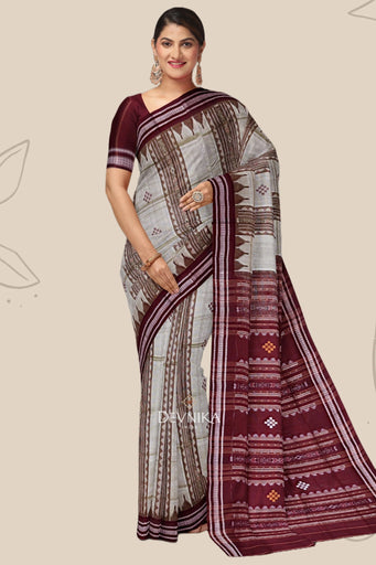 Maroon Pata Bapta Saree