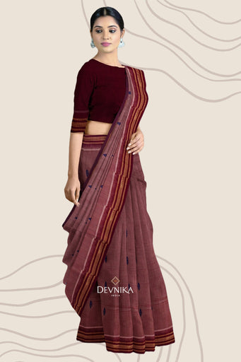 Light Coral Bomkai Saree