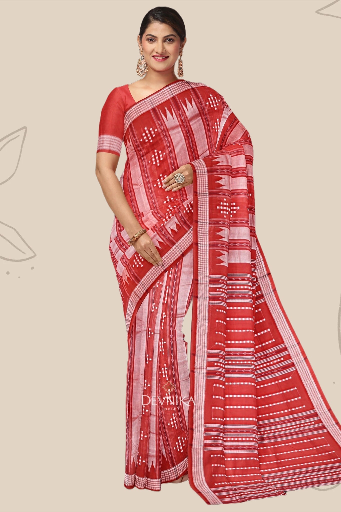 Rust And Tan Pata Bapta Saree