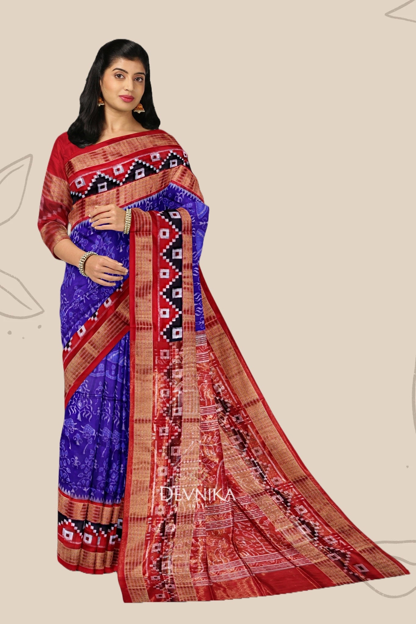 Blue Violate Body Bandha Tissue Saree