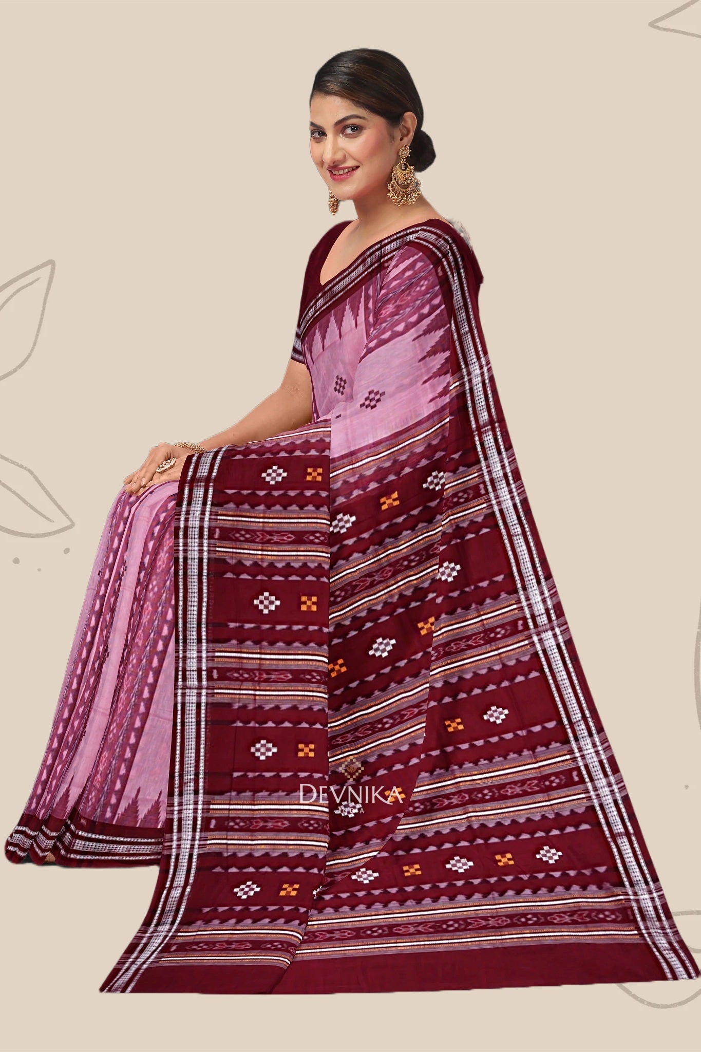 Hot Pink And Dark Violet Body Bandha Saree