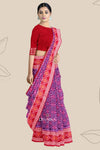 Purple Big Border Bandha Handloom Cotton Saree | Odisha Handloom | Devnika