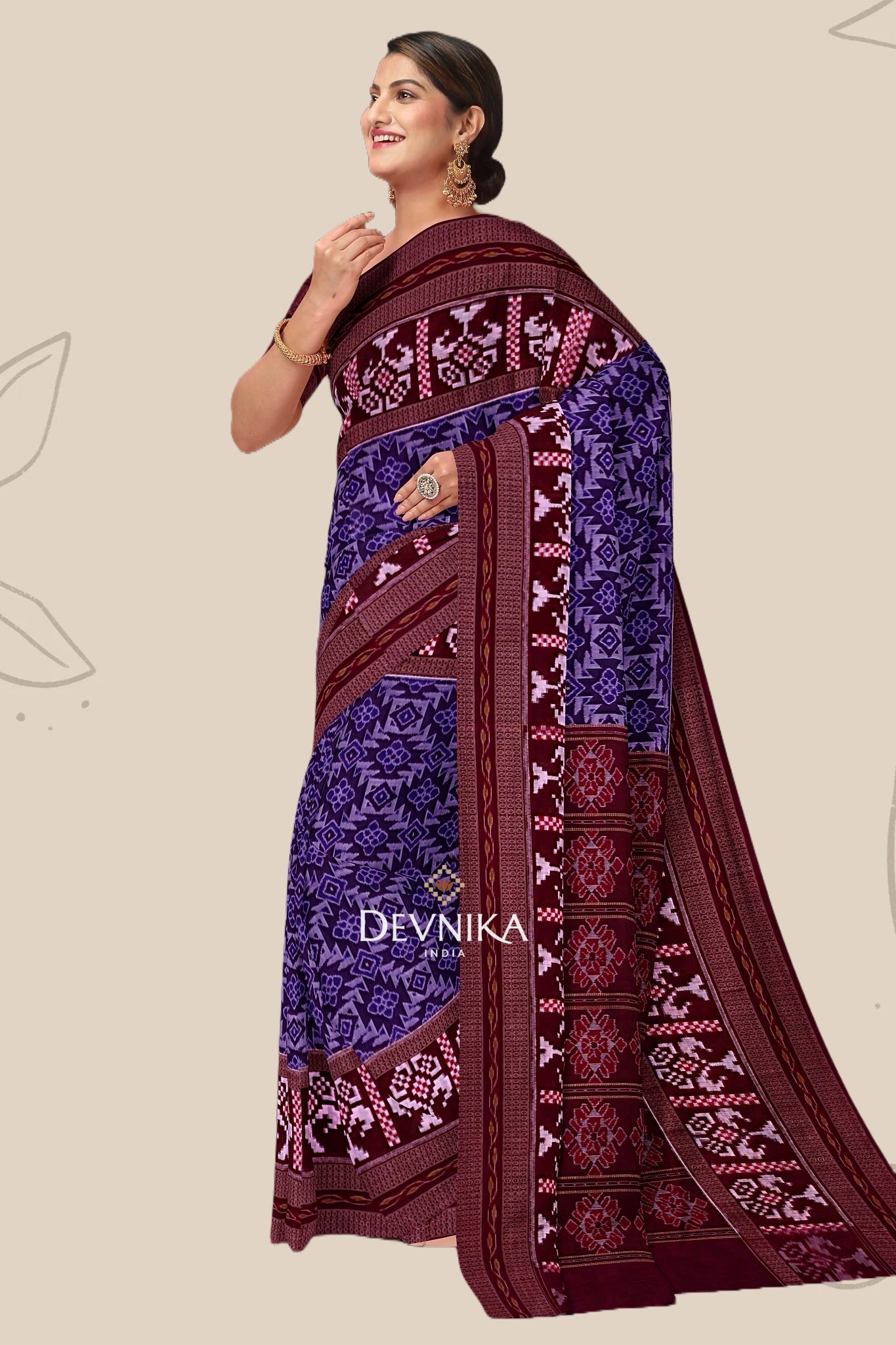 Purple Pasapalli Handloom Cotton Saree | Odisha Handloom | Devnika