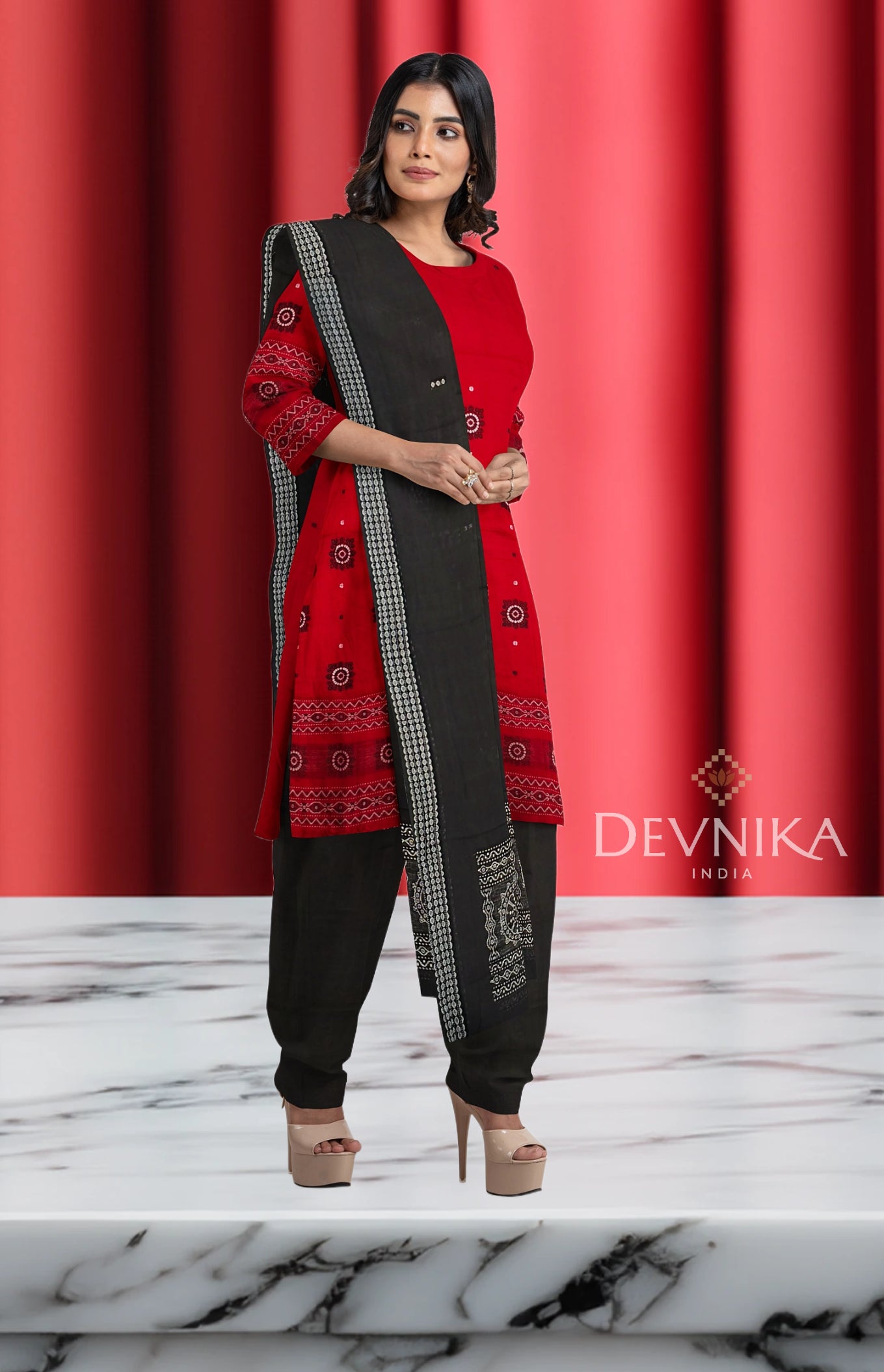 Red Bomkai Dress Set