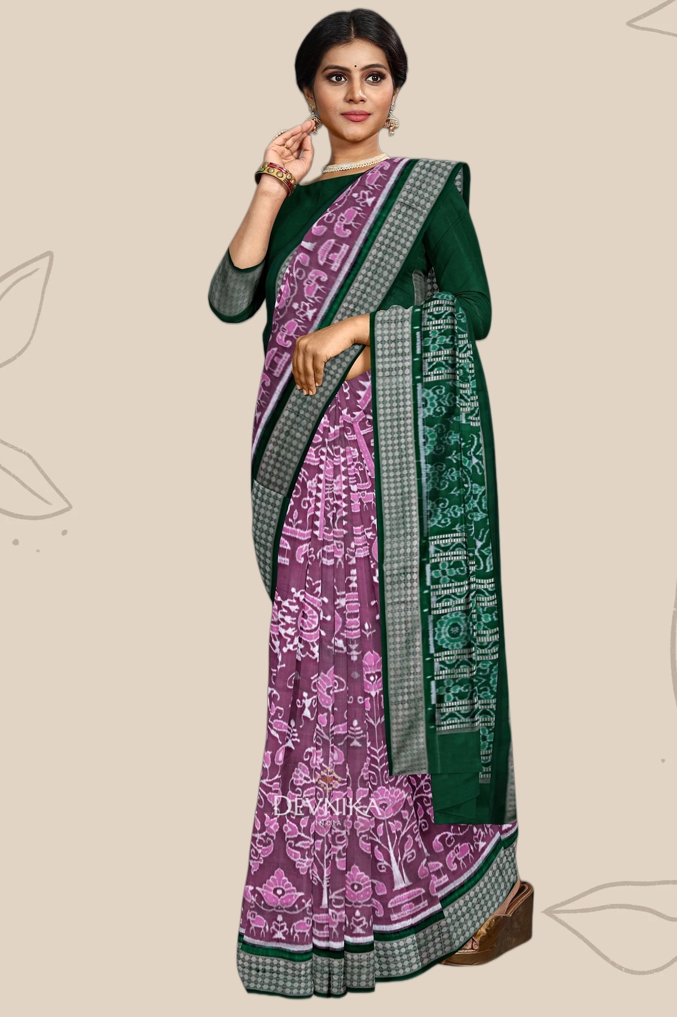 Lavender Blue Teracota Bandha Saree