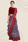 Red And White Body Bandha Handloom Cotton Saree | Odisha Handloom | Devnika