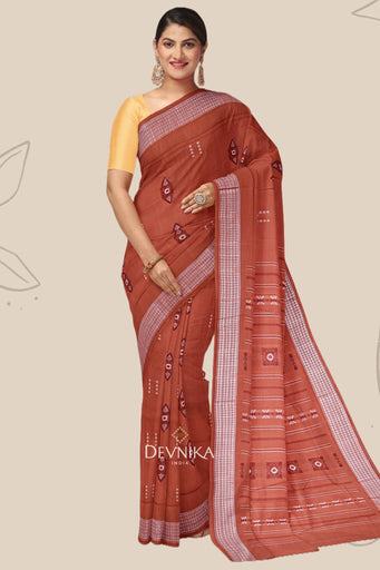Chocklate Brown Bomkai Saree