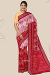 Red And Yellow Paper Bandha Handloom Cotton Saree | Odisha Handloom | Devnika