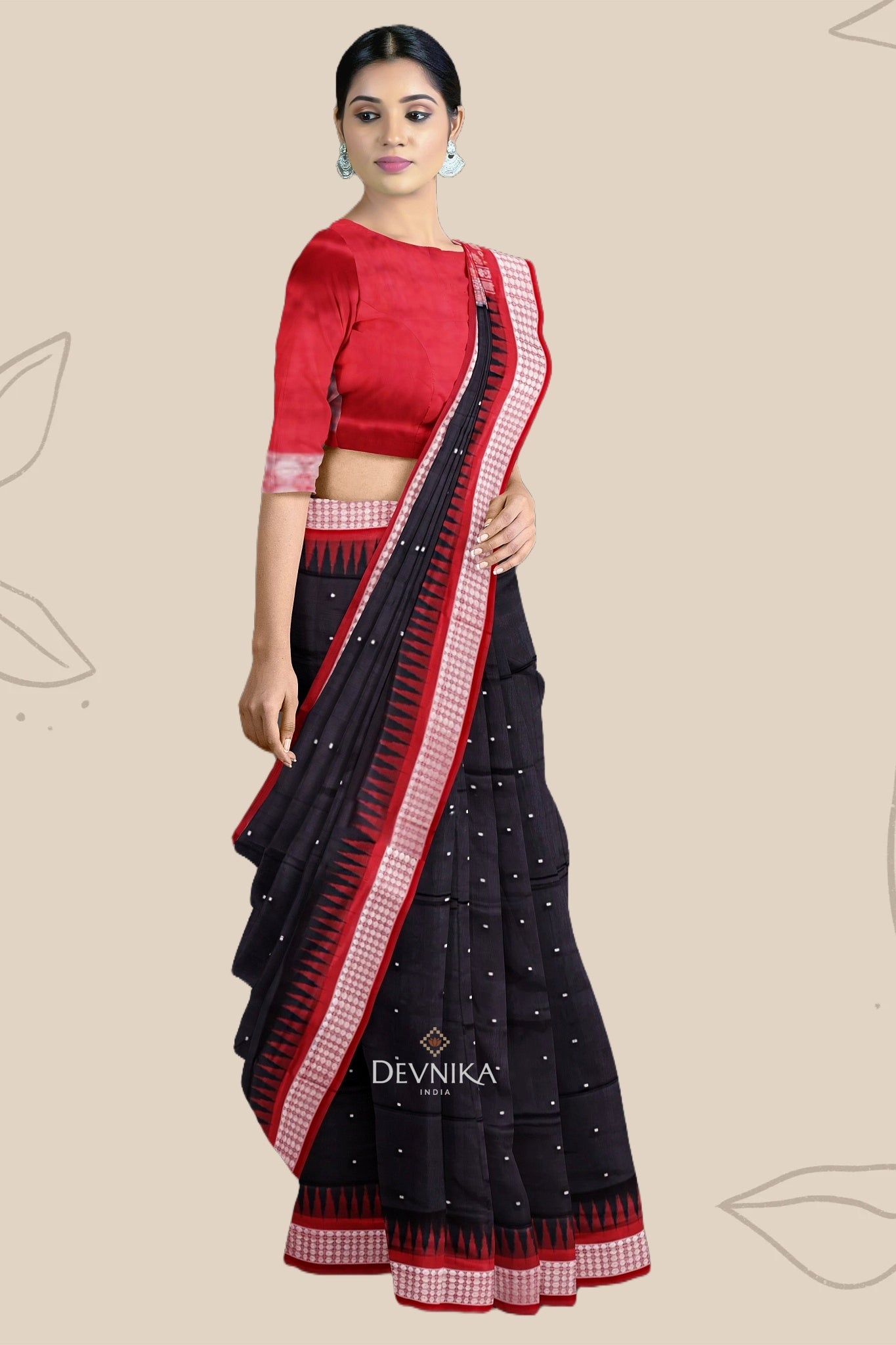 Black Bomkai Butti Sambalapuri Saree
